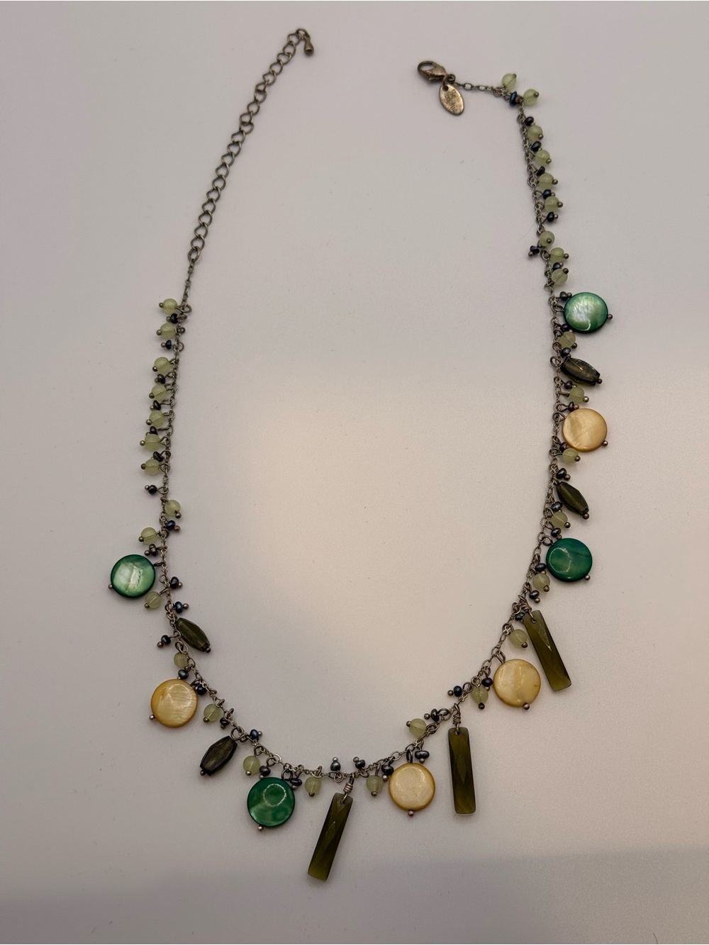 Lia Sophia Retired Sea Grass Freshwater Pearl and Cut Crystal Necklace